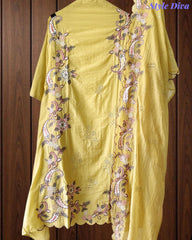 Mul Cotton Embroidered & Schiffli Work Unstitched Suit with Embroidered Dupatta
