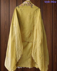 Mul Cotton Embroidered & Schiffli Work Unstitched Suit with Embroidered Dupatta