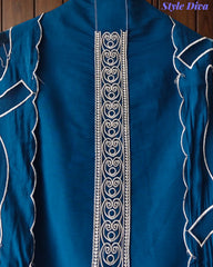 Mul Cotton Laser Cut Embroidery Unstitched Suit with Designer Dupatta