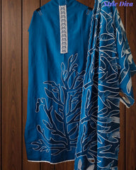 Mul Cotton Laser Cut Embroidery Unstitched Suit with Designer Dupatta