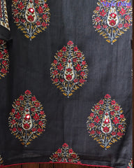 Pure Cotton Block Print Effect Unstitched Suit with Faux Mirror Highlighting & Embroidered Dupatta