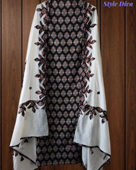 Cotton Printed Applique Work Unstitched Suit with Designer Applique Work Dupatta