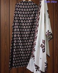 Cotton Printed Applique Work Unstitched Suit with Designer Applique Work Dupatta