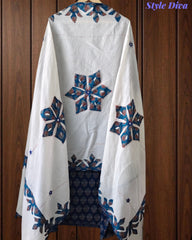 Cotton Printed Applique Work Unstitched Suit with Designer Applique Work Dupatta