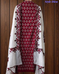 Cotton Printed Applique Work Unstitched Suit with Designer Applique Work Dupatta
