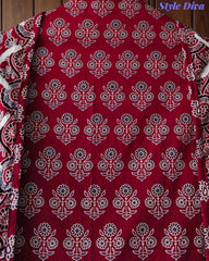 Cotton Printed Applique Work Unstitched Suit with Designer Applique Work Dupatta