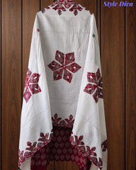 Cotton Printed Applique Work Unstitched Suit with Designer Applique Work Dupatta