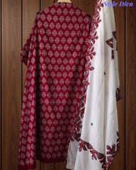 Cotton Printed Applique Work Unstitched Suit with Designer Applique Work Dupatta
