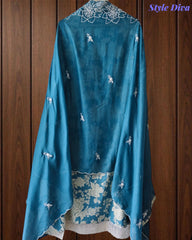 Pakistani Style Cotton Crochet Lace Unstitched Suit with Embroidered Scalloped Dupatta