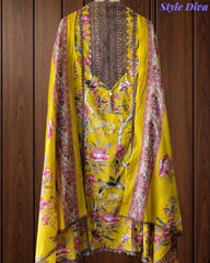 Pure Cotton Digital Print Unstitched Suit with Crochet Lace Dupatta