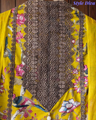 Pure Cotton Digital Print Unstitched Suit with Crochet Lace Dupatta