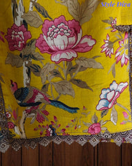 Pure Cotton Digital Print Unstitched Suit with Crochet Lace Dupatta