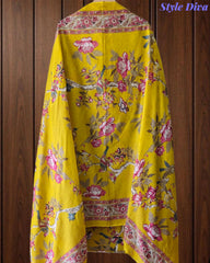 Pure Cotton Digital Print Unstitched Suit with Crochet Lace Dupatta