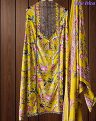 Pure Cotton Digital Print Unstitched Suit with Crochet Lace Dupatta