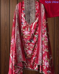 Pure Cotton Digital Print Unstitched Suit with Crochet Lace Dupatta
