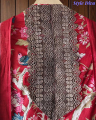 Pure Cotton Digital Print Unstitched Suit with Crochet Lace Dupatta