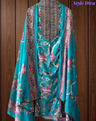 Pure Cotton Digital Print Unstitched Suit with Crochet Lace Dupatta