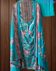 Pure Cotton Digital Print Unstitched Suit with Crochet Lace Dupatta