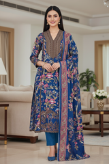 Pure Cotton Digital Print Unstitched Suit with Crochet Lace Dupatta