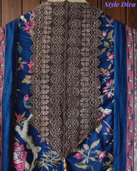 Pure Cotton Digital Print Unstitched Suit with Crochet Lace Dupatta