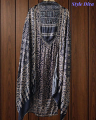 BLACK - Gajji Silk Digital Print Mirror Work Unstitched Suit with Digital Print Dupatta (Copy)