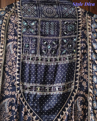 BLACK - Gajji Silk Digital Print Mirror Work Unstitched Suit with Digital Print Dupatta (Copy)