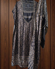 BLACK - Gajji Silk Digital Print Mirror Work Unstitched Suit with Digital Print Dupatta (Copy)