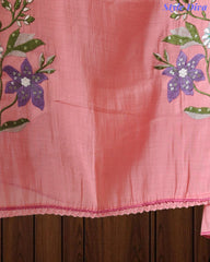 Mul Cotton Embroidered Unstitched Suit With Crochet Lacing & Colorful Scalloped Dupatta
