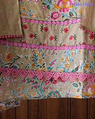 Cotton Pakistani Style Printed Un-Stitched Suit with Crochet Lacing Dupatta