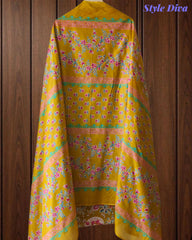 Cotton Pakistani Style Printed Un-Stitched Suit with Crochet Lacing Dupatta