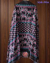 Cotton Pakistani Style Printed Un-Stitched Suit with Crochet Lacing Dupatta