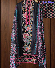 Cotton Pakistani Style Printed Un-Stitched Suit with Crochet Lacing Dupatta