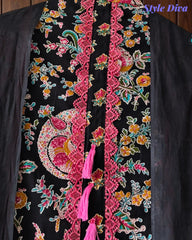 Cotton Pakistani Style Printed Un-Stitched Suit with Crochet Lacing Dupatta