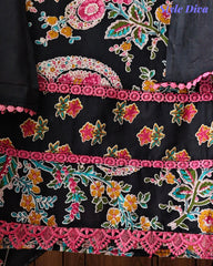 Cotton Pakistani Style Printed Un-Stitched Suit with Crochet Lacing Dupatta