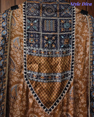 Gajji Silk Digital Print Mirror Work Unstitched Suit with Digital Print Dupatta