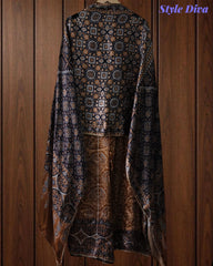 Gajji Silk Digital Print Mirror Work Unstitched Suit with Digital Print Dupatta