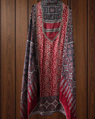 Gajji Silk Digital Print Mirror Work Unstitched Suit with Digital Print Dupatta