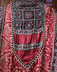 Gajji Silk Digital Print Mirror Work Unstitched Suit with Digital Print Dupatta
