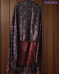Gajji Silk Digital Print Mirror Work Unstitched Suit with Digital Print Dupatta