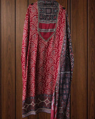 Gajji Silk Digital Print Mirror Work Unstitched Suit with Digital Print Dupatta