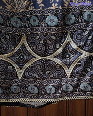 NAVY BLUE - Gajji Silk Digital Print Mirror Work Unstitched Suit with Digital Print Dupatta