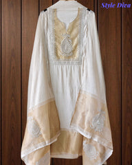 Jamdani Cotton Banarsi Weaving Unstitched Suit With Sequin Work & Golden Border Dupatta