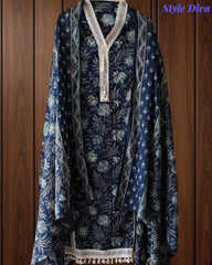 Cotton Pakistani Style Printed Unstitched Suit With Crochet Lacing & Printed Dupatta