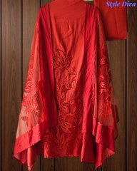 Modal Laser Cut Embroidered Un-Stitched Suit with Designer Dupatta