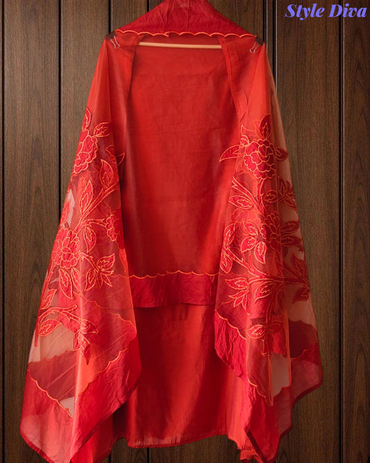 Modal Laser Cut Embroidered Un-Stitched Suit with Designer Dupatta