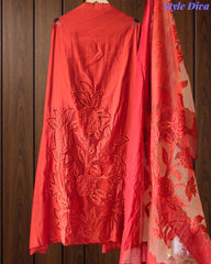Modal Laser Cut Embroidered Un-Stitched Suit with Designer Dupatta