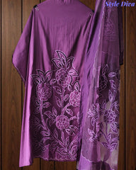 Modal Laser Cut Embroidered Un-Stitched Suit with Designer Dupatta