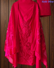 Modal Laser Cut Embroidered Un-Stitched Suit with Designer Dupatta