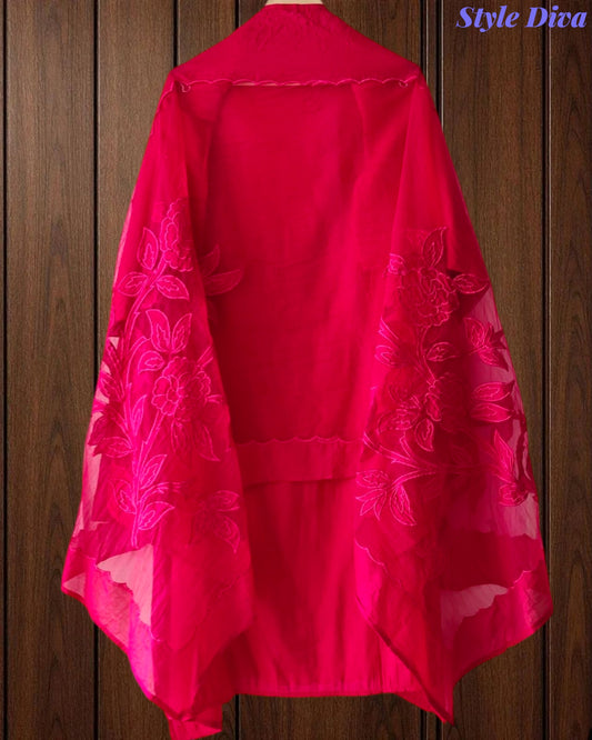 Modal Laser Cut Embroidered Un-Stitched Suit with Designer Dupatta
