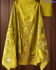 Modal Laser Cut Embroidered Un-Stitched Suit with Designer Dupatta
